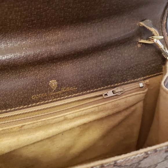 Vintage GUCCI flap saddle shoulder clutch bag GG MONOGRAM - Picture 4 of 8